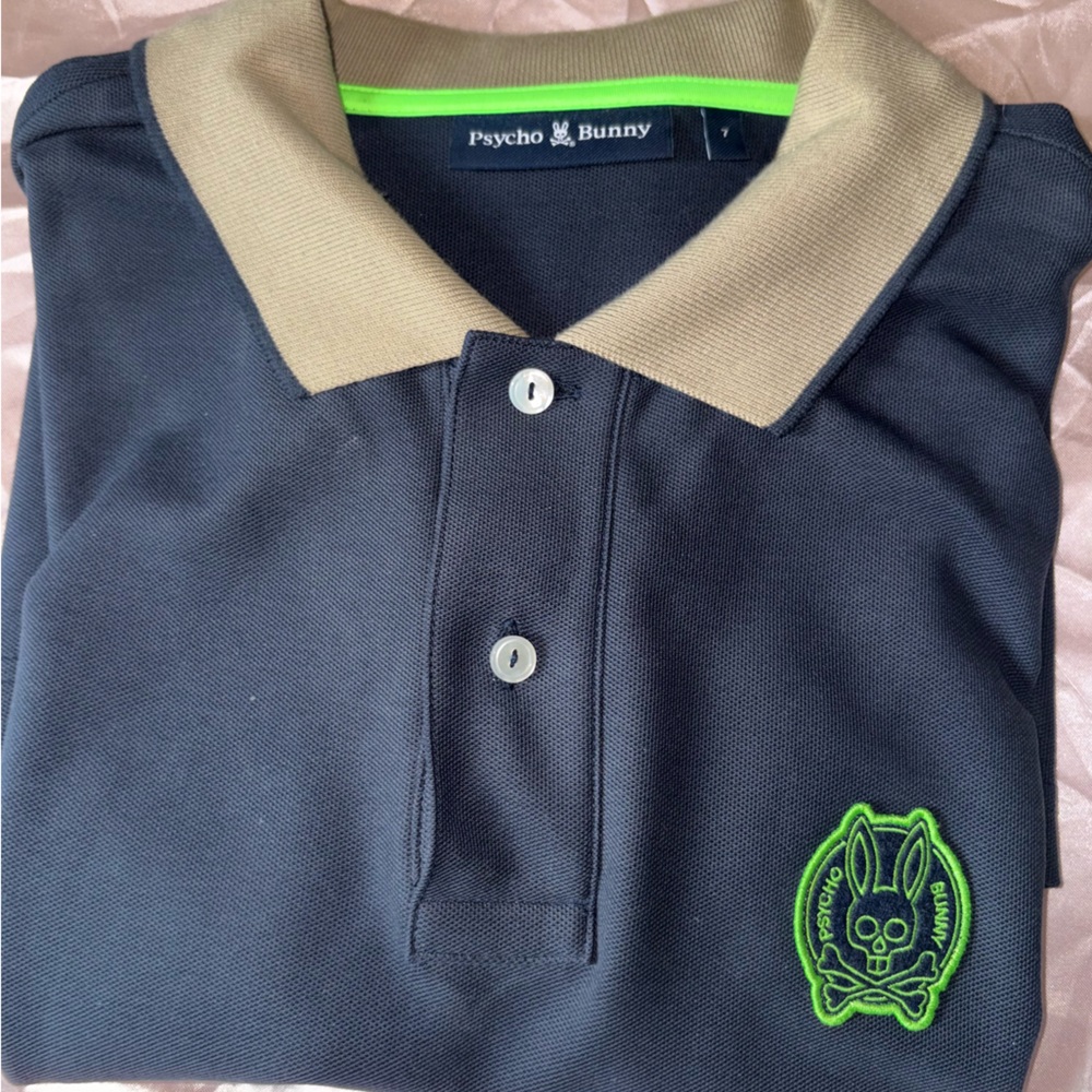 Psycho Bunny Black Polo with Neon Green Logo